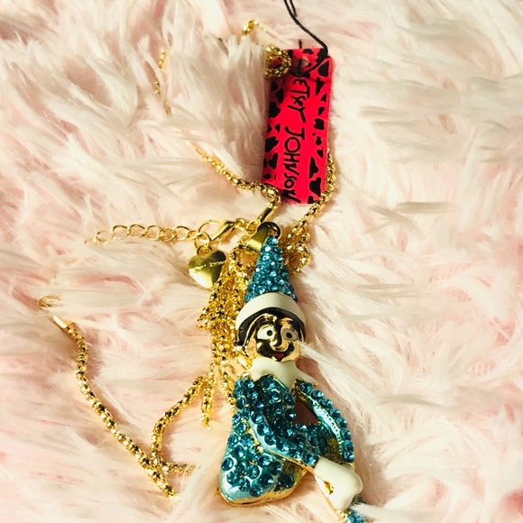Betsey Johnson elf bling turquoise necklace - Picture 2 of 2